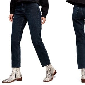 Topshop Raw Hem Crop High Waist Straight Leg Jeans